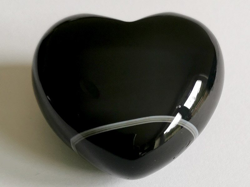 Agate Banded Black Heart