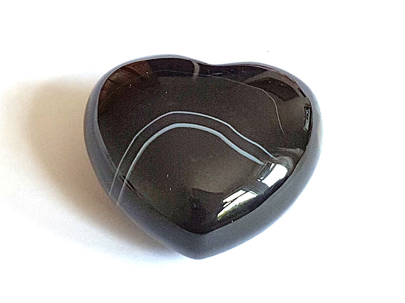 Agate Banded Black Heart